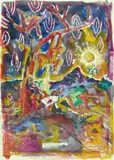 Jörg Immendorff, Wie geht es der Künstlerhand?, 1997, Gouache, India ink and pencil on card