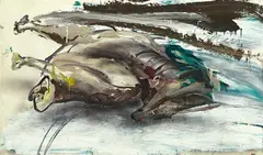 Dieter Krieg, Untitled (Hähnchen), Around 1982, Acrylic on paper