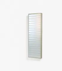 Untitled by Adolf Luther, 1972, Mirror object: 19 half transparent mirror stripes on mirror backing on wood. In Plexiglas box, sold Dec 2020
