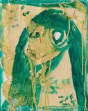 Der Saalbuttler, dieser Schwiegersohn sieht nach Kohle aus by Jonathan Meese, 2005, Oil on canvas, sold Dec 2020
