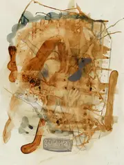 Home Grown by Albert Oehlen, 1991, India ink and pencil on card, sold Dec 2020