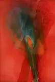 Otto Piene, Fire's Green, 1974, Gouache and traces of fire on card