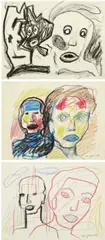Untitled by A. R. Penck, Around 1996, 3 works: each oil crayon on paper, perforated on the lateral edge. Each, offered Dec 2020