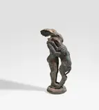 Sophie Ryder, Lady Hare Holding Dog, 2001, Bronze with brown-green patina