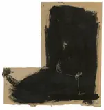 Antoni Tàpies, Black and Threads on Piece of Cardboard, 1973, Acrylic and thread on card