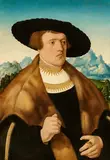 Portrait of Johann Raiss in Front of a Vast Landscape
Portrait of Anna Uffsteiner in Front of a Vast Landscape by Conrad Faber von Kreuznach, Oil on panel (parquetted), offered Dec 2020