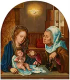 The Virgin and Child with Saint Anne by attributed to Master of the Lille Adoration, Oil on oak panel, sold Dec 2020