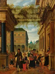 Sebastiaan Vrancx, The Feeding of the Hungry, Oil on panel, mounted on another panel and parquetted