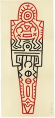 Totem by Keith Haring, 1989, Colour woodcut on Inshu-Kozu Japan paper, 3 parts. Each, sold Dec 2020