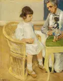 Max Liebermann, Die Enkelin im Korbsessel nach rechts, 1920, Oil on canvas