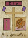 Bruno Goller, Ein Kreuz aus Jerusalem, 1987, Oil on card