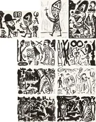 A. R. Penck, Pabst in Polen, 1982, 9-part work: each India ink and pencil on paper. Each
