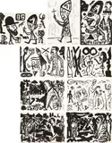 A. R. Penck, Pabst in Polen, 1982, 9-part work: each India ink and pencil on paper. Each