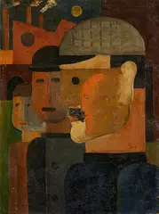 Franz Wilhelm Seiwert, Drei Arbeiterköpfe, 1926, Oil and canvas on thick artist's board