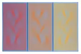 Julian Stanczak, Sway in warm light, 1998, 3- part work: each acrylic on canvas. Each