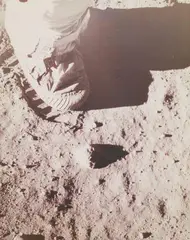 Aldrin’s Boot on the lunar Soil, Apollo 11 by Nasa, 1969, Vintage chromogenic print on structured Kodak paper, offered Dec 2020