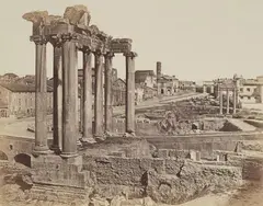 James Anderson, Temple of Saturn, Roman Forum, 1852 - 1855, Albumenized salt print, printed from albumenized glass negative c.