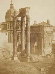 Frédéric Flachéron, Temple of Jupiter and Arch of Septimius Severus, Roman Forum, 1850, Salt print from paper negative