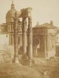 Frédéric Flachéron, Temple of Jupiter and Arch of Septimius Severus, Roman Forum, 1850, Salt print from paper negative