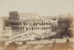 attributed to Giacomo Caneva, View from the Palatine towards the Colosseum, 1853 - 1854, Albumenized salt print from paper negative