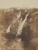 Giacomo Caneva, The Waterfall at Tivoli with the Villa of Maecenas, 1852 - 1855, Salt print from paper negative