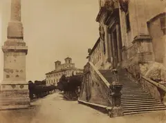 attributed to Giacomo Caneva, The Church of the Trinità dei Monti and Villa Medici, 1855 - 1865, Albumen print from paper negative