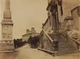 attributed to Giacomo Caneva, The Church of the Trinità dei Monti and Villa Medici, 1855 - 1865, Albumen print from paper negative