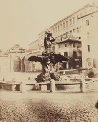 James Anderson, Triton Fountain, Piazza Barberini, 1856, Albumenized salt print