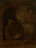 A Man in a Niche, Sharpening a Knife by Dutch School 17th century, Oil on wood, offered Nov 2020