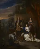 Italian School 18th century, A Courty Hunting Party