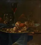 Barend van der Meer, Still Life with Bowls of Fruit and Wine Glasses, Oil on canvas (relined)