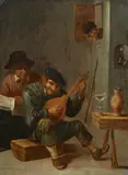 Netherlandish School 17th century, Interior Scene with Two Men Making Music