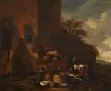 Egbert van der Poel, Rustic Scene by a Peasant Cottage, Oil on panel