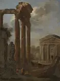 attributed to Domenico Roberti, Two Depictions of Ruins, Oil on canvas (relined)