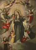 Spanish School circa 1600, The Coronation of the Virgin, Oil on panel