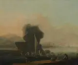 Johann Alexander Thiele, River Landscape with a Heavily Laden Boat, Oil on canvas
