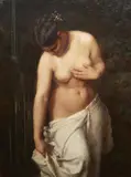 Oscar Begas, Woman Bathing in a Waterfall, Oil on canvas