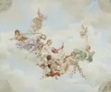 Overdoor – Floating Nymphs and Putti by called Franz-Dreber Heinrich Dreber, Oil on canvas, sold Nov 2020