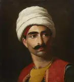 Claude-Marie Dubufe, Portrait of Hassan El Berberi, Keeper of King Charles X of France's Giraffe, Oil on canvas (relined)