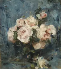 Charles Hermans, Still Life with Roses in a Glass Vase, Oil on canvas