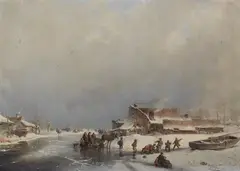 Ice Skaters by Carl Hilgers, Oil on canvas, offered Nov 2020