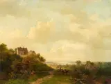 Fredrik Marinus Kruseman, Panoramic River Landscape, Oil on canvas (relined)