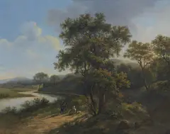 Gerrit Jan Michaëlis, Figures at Rest in a Wooded Landscape, Oil on canvas (relined)