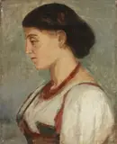 Heinrich Ludwig Philippi, Portrait of a Roman Woman in Profile, Oil on canvas laid down on hardboard