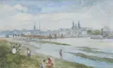 Carl Rüdell, View on Mühlheim in Cologne with the Ship Bridge