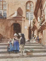 Otto Weber, The Greengrocer, Watercolour