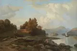 Paul Weber, Hilly Landscape with a Lake, Oil on canvas