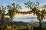 Jacob Philipp Hackert, Country Folk Resting Beneath the Vines in the Hills above Solfatara, with a View of Ischia, Procida and the Bay of Pozzuoli