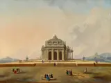 Pierre-Antoine Demachy, Two Fanciful Architectural Studies with Figures, Oil on canvas. Each