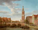View of Amsterdam with the Roodenpoortstor by circle of Jan Ekels der Ältere, Oil on card, sold Nov 2020